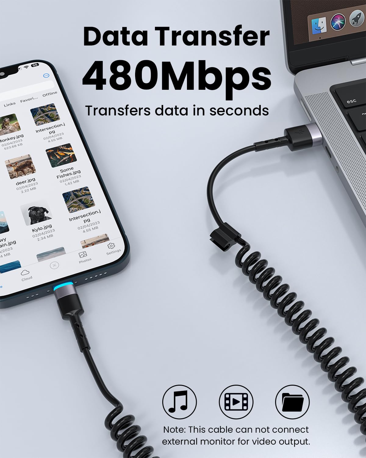 MFi Certified Coiled Lightning Cable 3FT 2-Pack - Short USB to Lightning iPhone Charger Cord for CarPlay & Car Charging - Durable Charging Cable for iPhone 12/11/X/8/7/6/Plus (Perfect for Road Trips & Daily Commute)