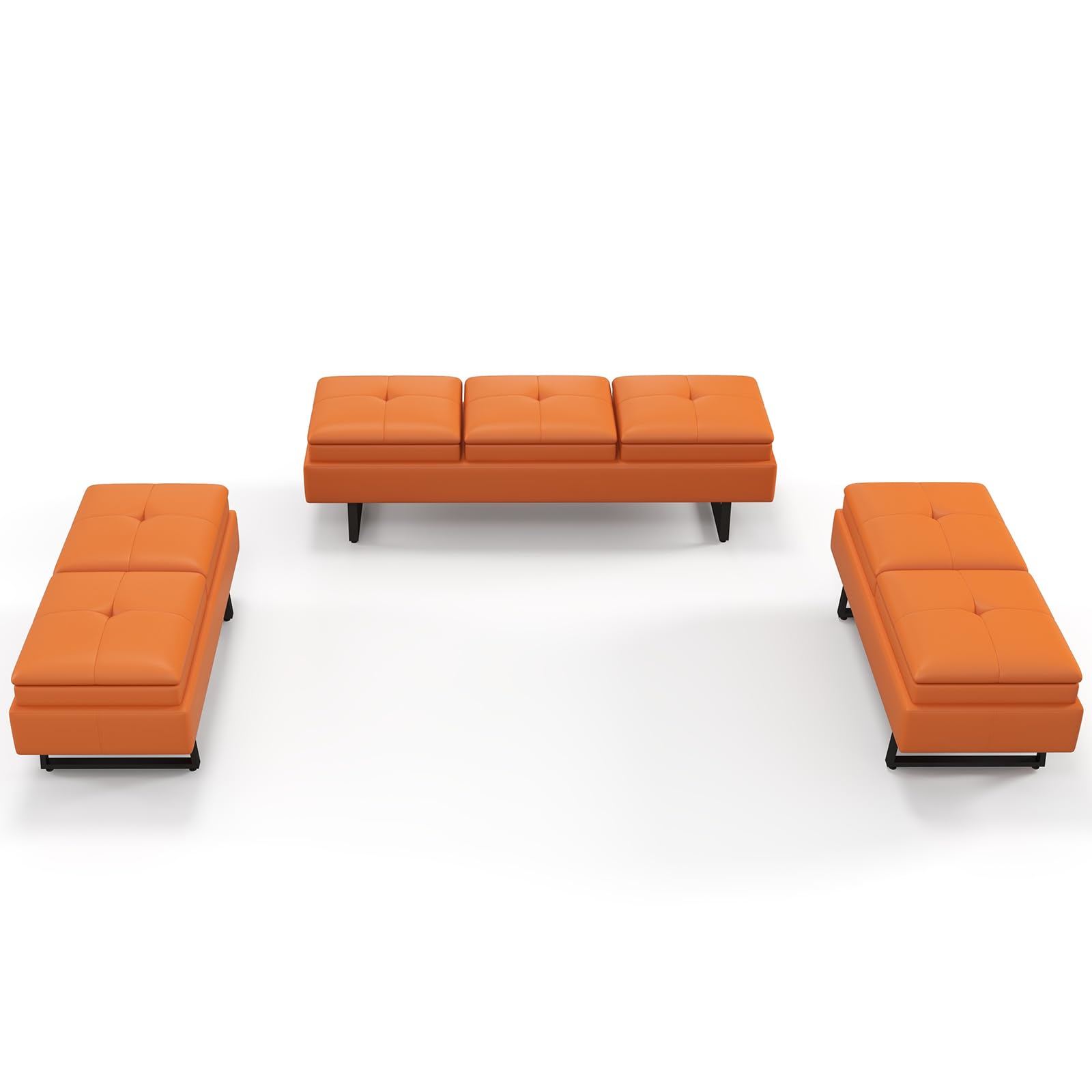 JSUN7 7-Seat Leather Bench with Cushion - Upholstered Waiting Room Chairs for Office, Salon, Shop & Lobby - Comfortable Reception Seating Furniture - Perfect for Waiting Areas, Entryways & Commercial Spaces