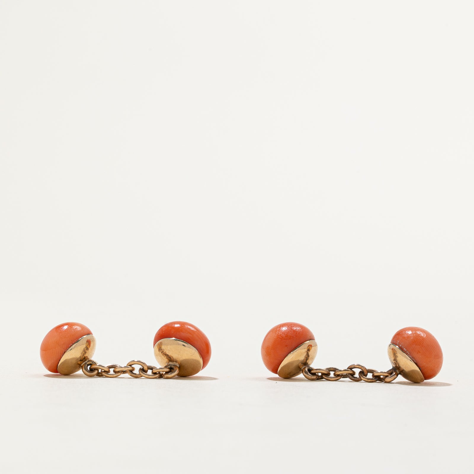 Victorian Style Solitaire Coral Cufflinks Set - 34.00 Carat Total Weight | Elegant Dress Shirt Accessories for Weddings & Formal Events