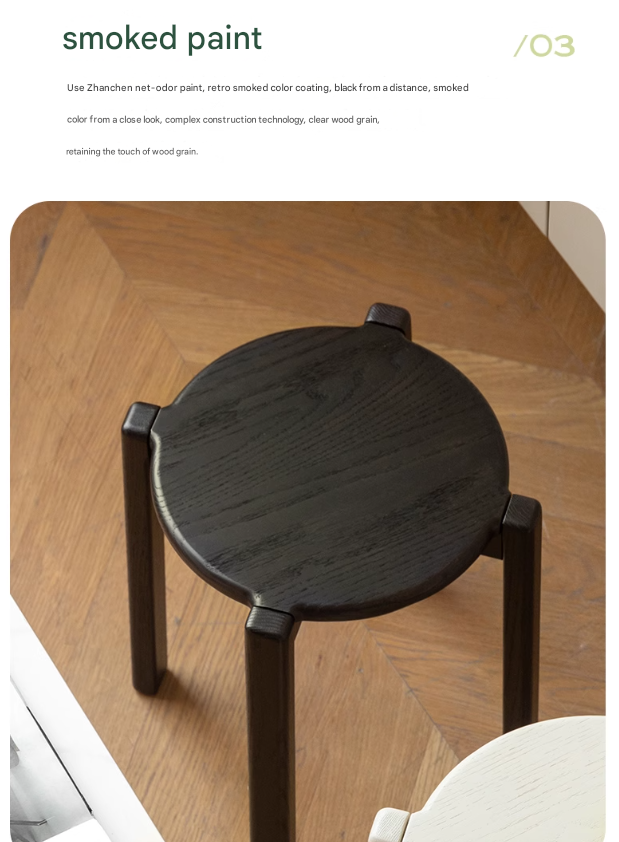 Solid Oak Wood Stacking Stool - Durable & Space-Saving Bar Stool for Kitchen Island, Dining Room, or Outdoor Patio Use