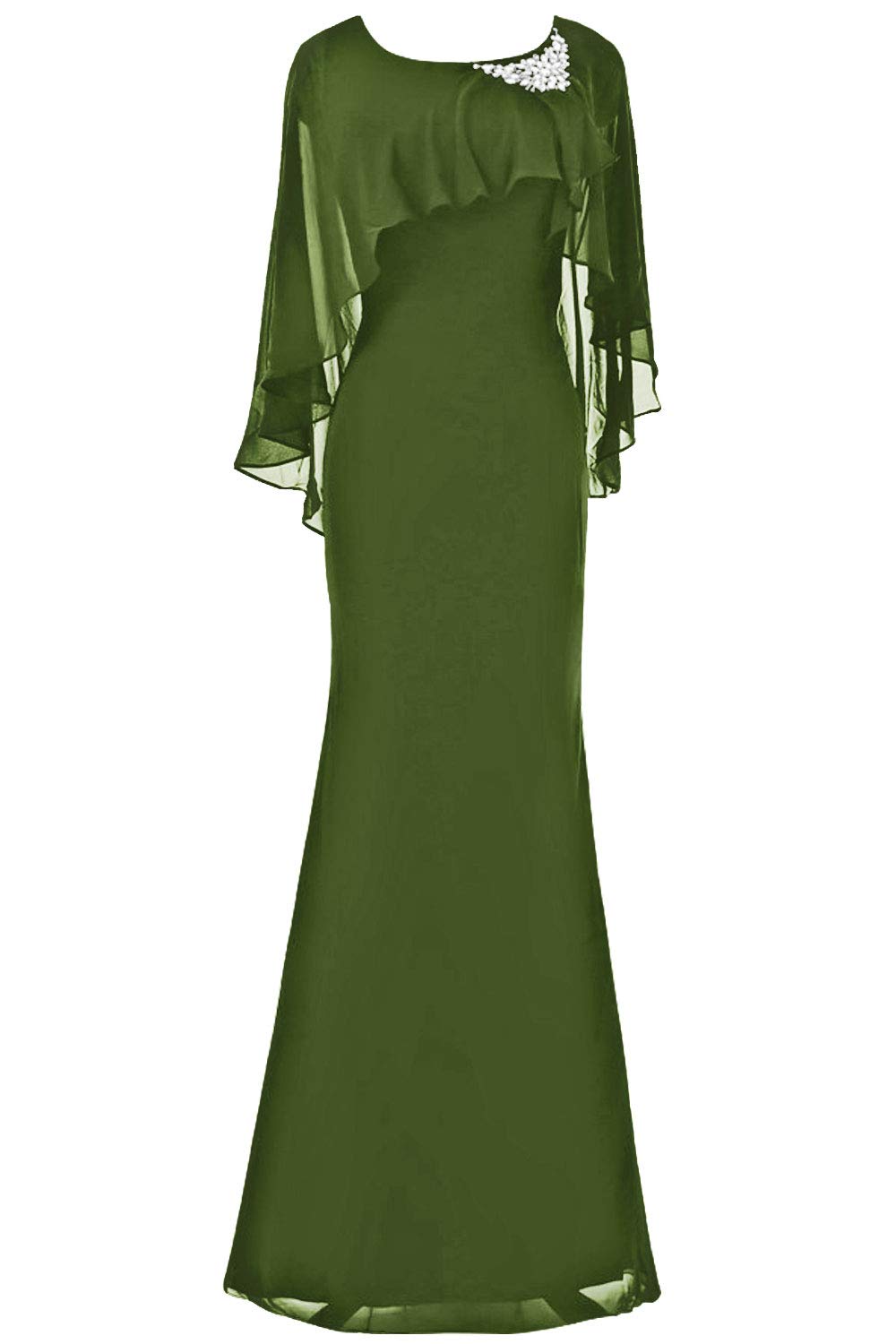 Elegant Mother of The Bride Dresses with Cape - Chiffon Long Mermaid Evening Gown for Wedding, Formal Party & Special Occasions | Perfect for Church Ceremonies, Receptions & Black Tie Events
