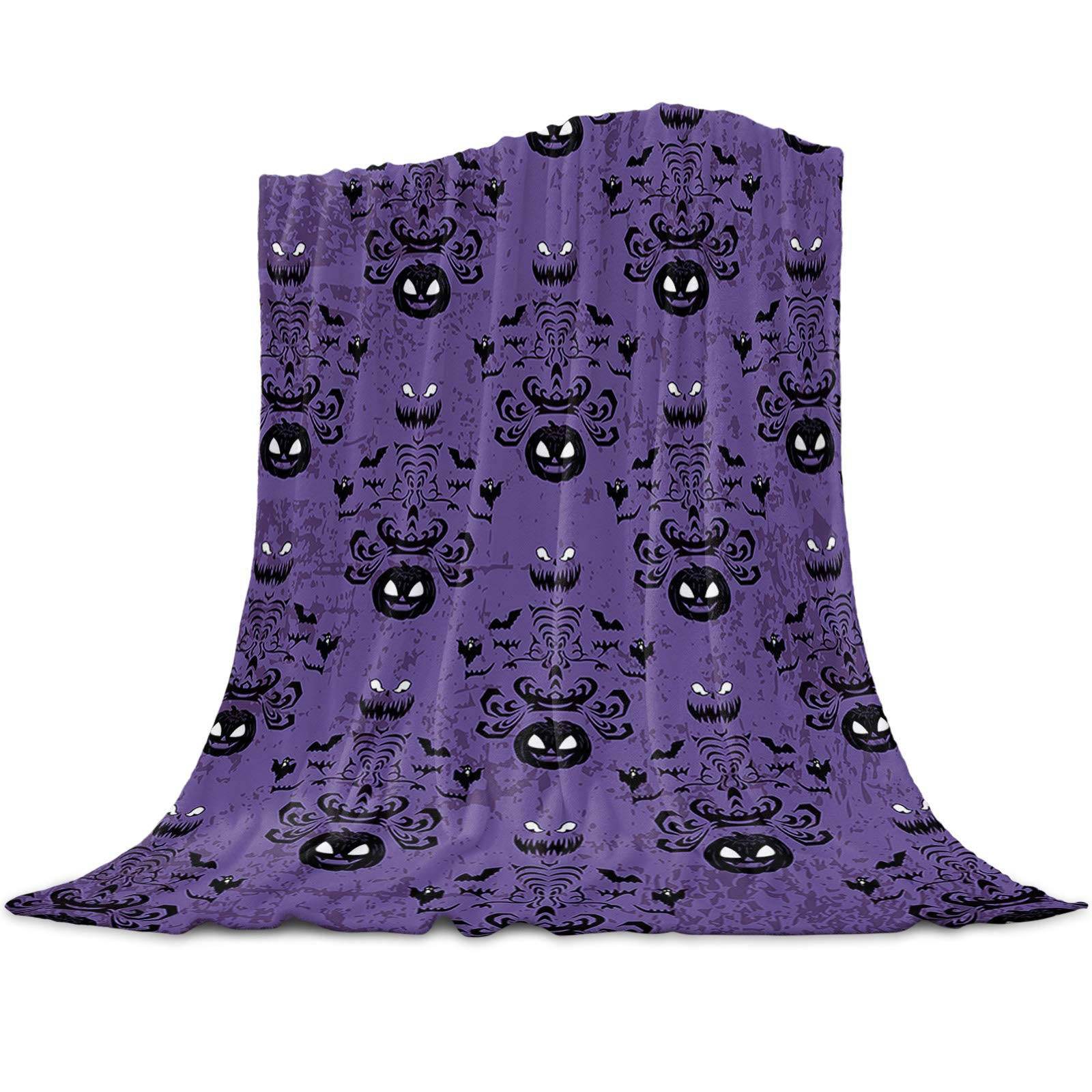 Cozy Halloween Ghost Pattern Fleece Throw Blanket - Soft Microfiber Flannel Blanket for Bed, Couch & Sofa (40x60 Inches) - Perfect for Fall Decor, Movie Nights & Gift Giving