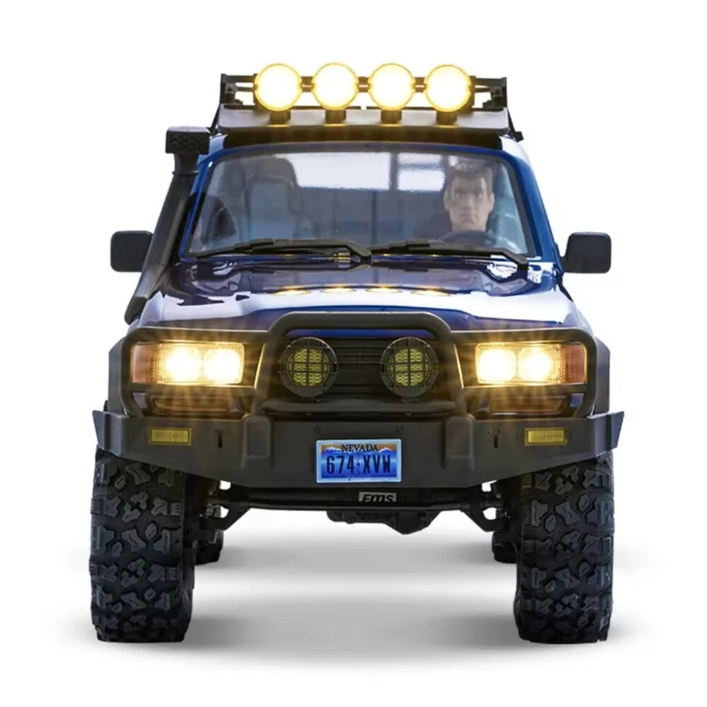 FMS FCX10 PRO 1/10 Scale 4WD Brushless RC Rock Crawler - Toyota Land Cruiser LC80 Remote Control Car for Off-Road Adventure & Trail Crawling
