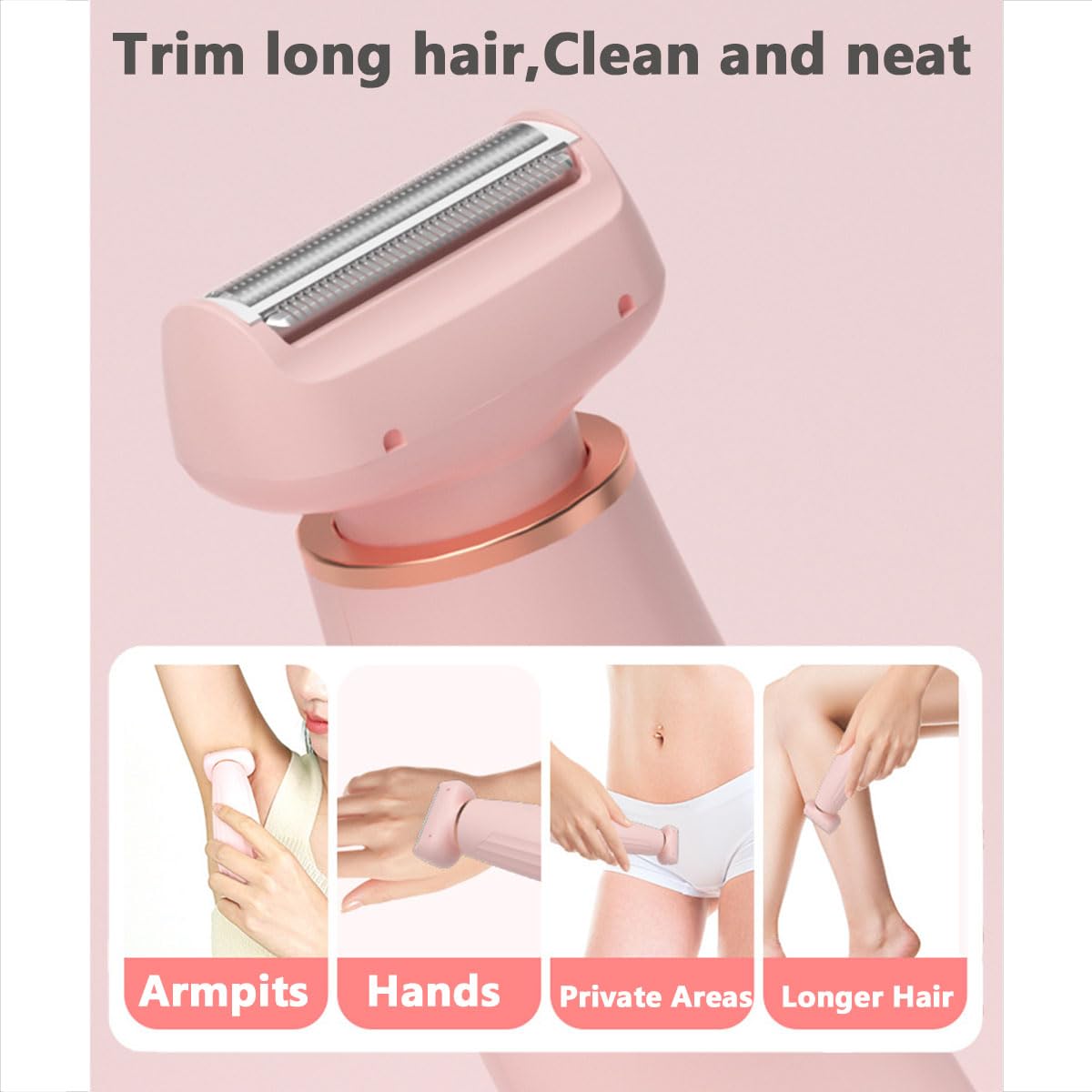 Solys Pink Waterproof Electric Razor for Women - Cordless Bikini Trimmer & Body Hair Remover for Legs, Underarms & Sensitive Areas - Smooth Shaving for Travel & Daily Use