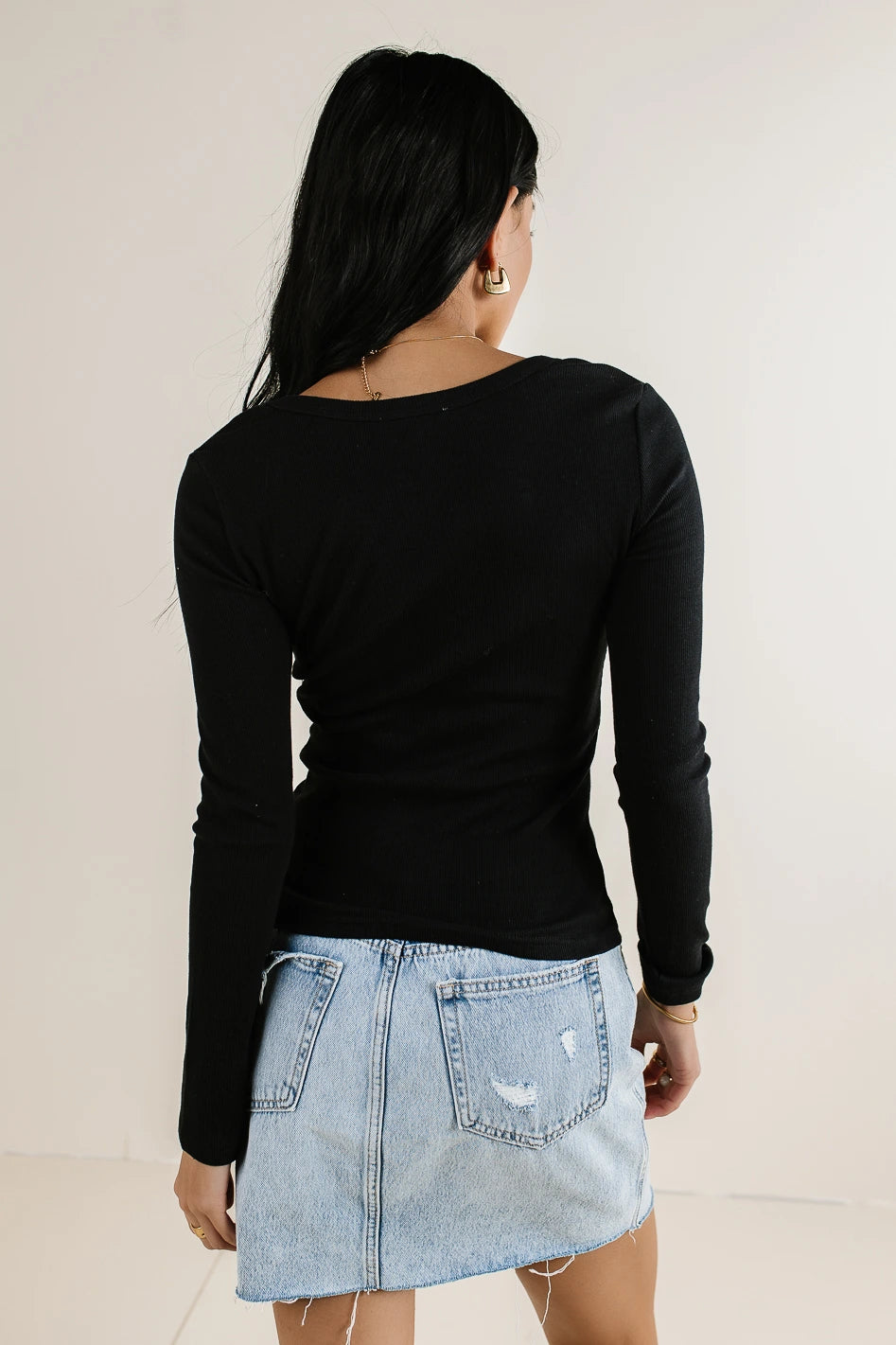 Jayla Knit Top for Women - Soft Stretch Black T-Shirt | Casual & Layering Essential | Perfect for Work, Weekend & Travel Outfits
