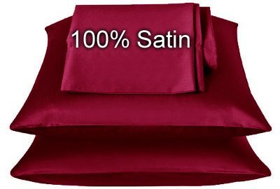 Luxury Satin Pillowcase Set (2-Pack) - Standard & Queen Size - Burgundy Color for Soft Skin & Hair Care - Perfect for Bedroom, Travel & Spa Relaxation