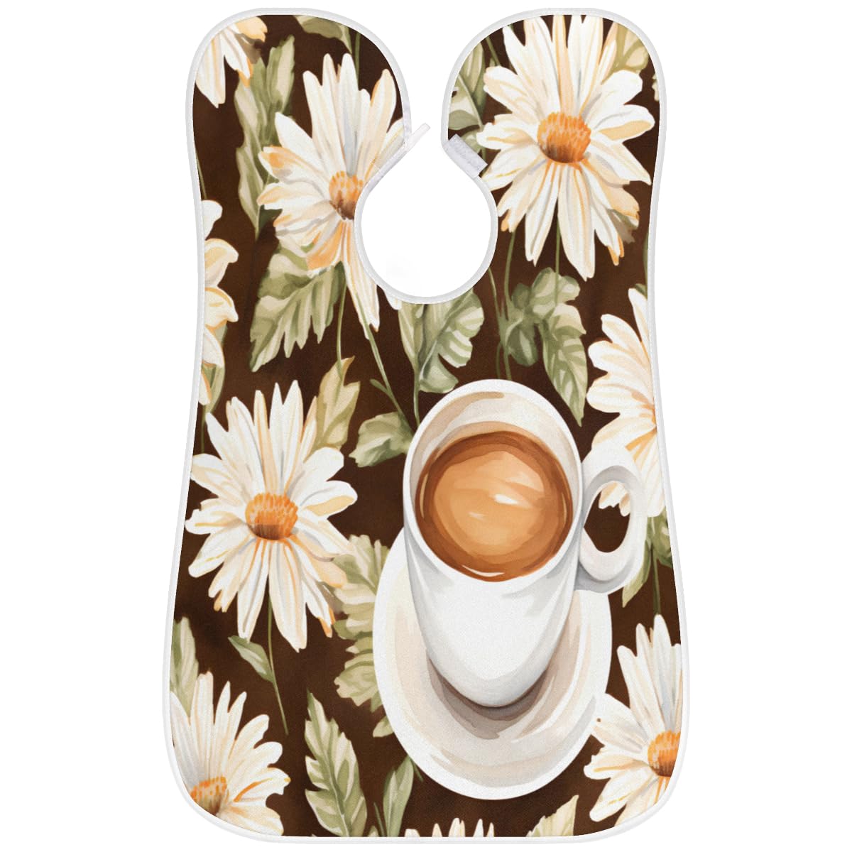 Men's Coffee Flower Print Shaving Bib - Waterproof Beard Trimming Apron for Hair Dye & Makeup, Salon Sink Hair Catcher with Adjustable Neck Strap - Perfect Barber Accessory & Grooming Gift for Dad