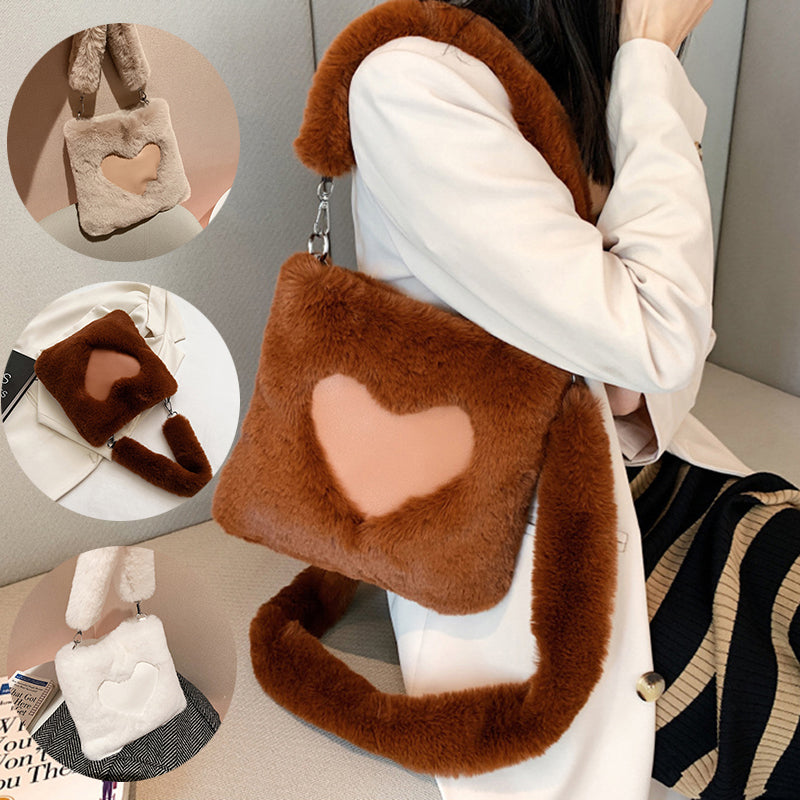 Cozy Winter Plush Shoulder Bags for Women - Soft Faux Fur Handbags for Daily Use, Work, and Evening Out