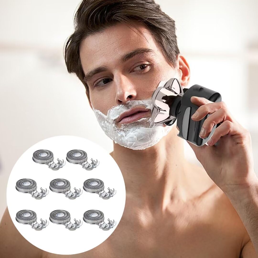 8Pcs Replacement Shaver Heads for Skull Shaver Pitbull Gold/Silver/Platinum PRO - Compatible with 4 Head Shavers - Durable Replacement Blades for Smooth Shaving - Perfect for Travel, Home & Barbershop Use