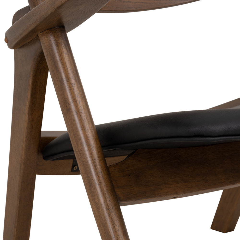 CAMRY Lounge Chair - Walnut & Black Fabric - Modern Accent Chair for Living Room, Bedroom, or Office - Comfortable Reading Chair with Sturdy Wooden Frame