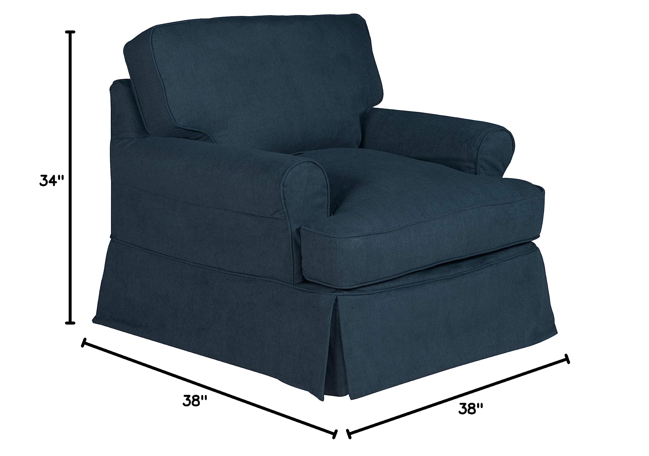 Sunset Trading Horizon Furniture Slipcover - Configurable Navy Blue Sofa Cover for Living Room, Sectional, and Recliner Protection
