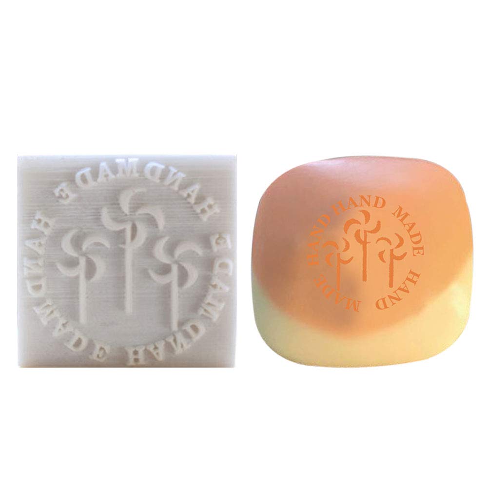 DIY White Resin Soap Stamp - Handmade Natural Soap Making Kit with Tree & Flower Patterns - Customizable Mini Soap Stamp for Personalized Soap Printing (Windmill Design) - Perfect for Handmade Gifts, Bath Decor & Craft Projects