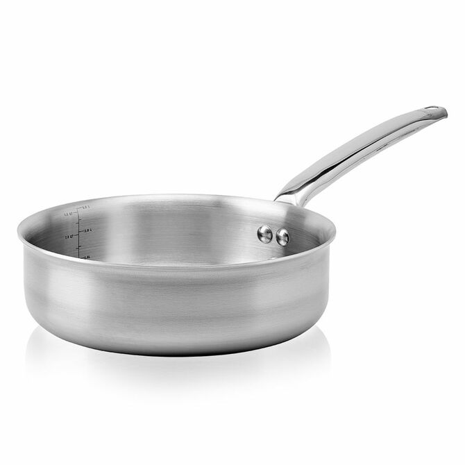 De Buyer Alchimy Straight Saute Pan - 12 Inch Stainless Steel French Cooking Pan with Helper Handle - Professional Restaurant Quality Cookware for Searing, Braising & Sauteing - Perfect for Home Chefs & Professional Kitchens