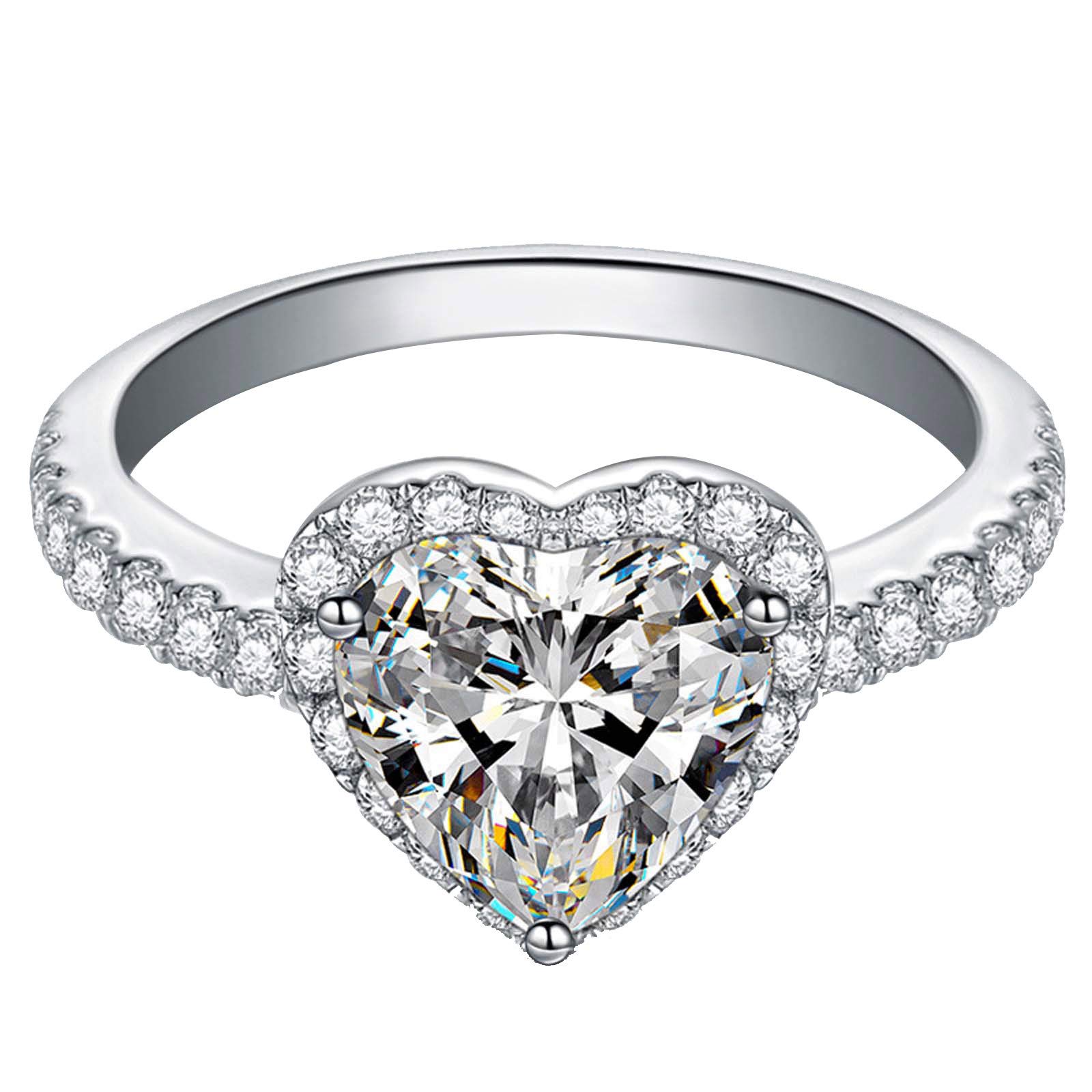 Exquisite Heart Rings for Women - Romantic Zircon Alloy Engagement Ring Jewelry Gift - Perfect for Proposals, Anniversaries & Valentine's Day