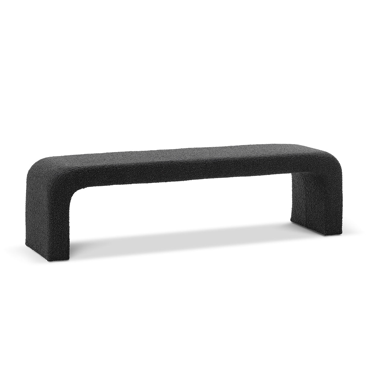 Camille Boucle Arch Bench - Modern Upholstered Accent Bench with Curved Design for Living Room, Bedroom, or Entryway
