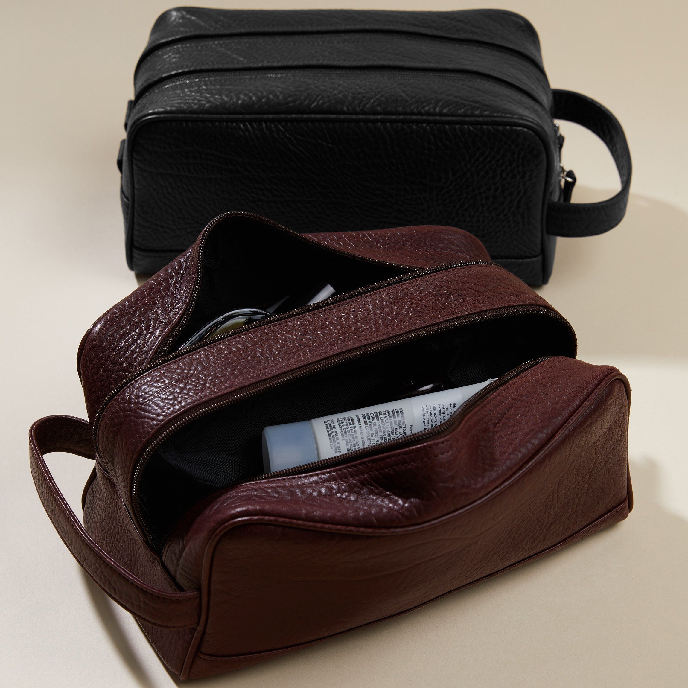 Premium Double Zip Toiletry Bag for Travel - Waterproof Cosmetic Organizer (Espresso Brown) - Perfect for Vacation, Gym & Business Trips