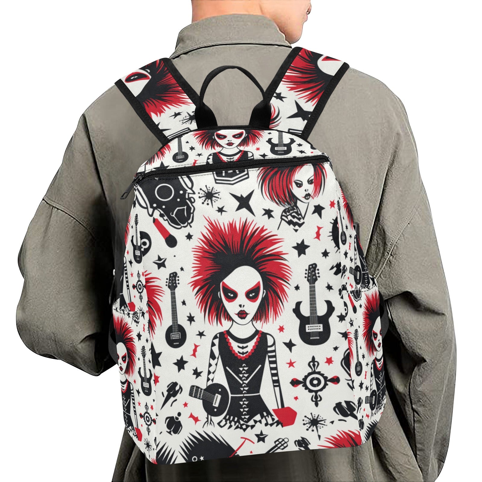 Punk Rock Girl Lightweight Casual Backpack - Stylish & Comfortable Daypack for School, Travel & Street Fashion