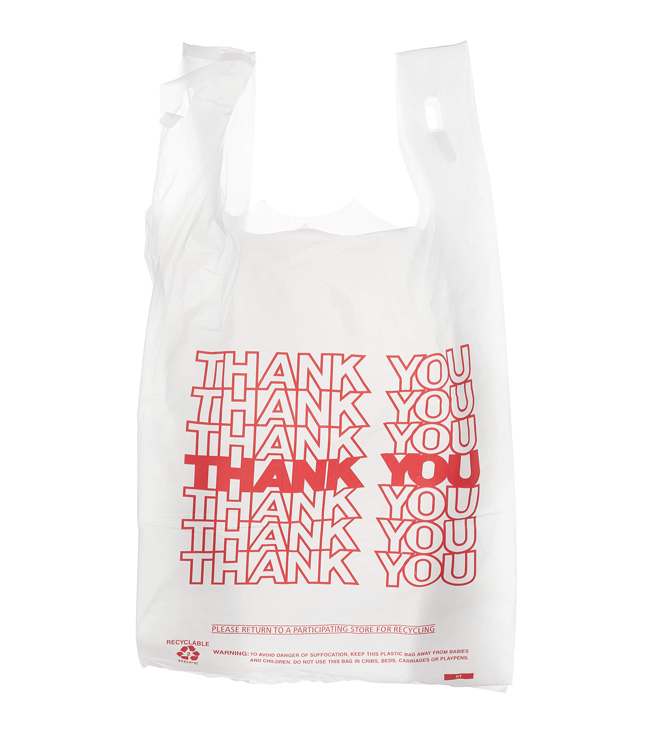 EcoQuality 3000 Count White Plastic Thank You T-Shirt Bags - 17