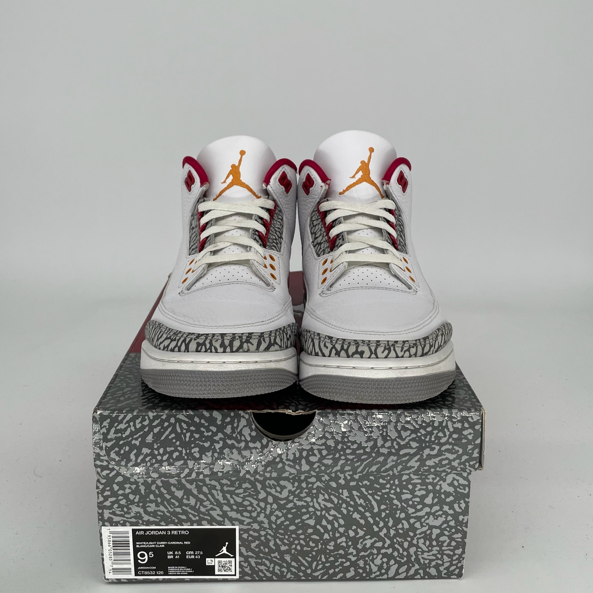 AIR JORDAN 3 CARDINAL Retro Sneakers Men's Size 9.5 (CT8532-126) - Basketball Shoes for Men, Streetwear Fashion & Casual Wear