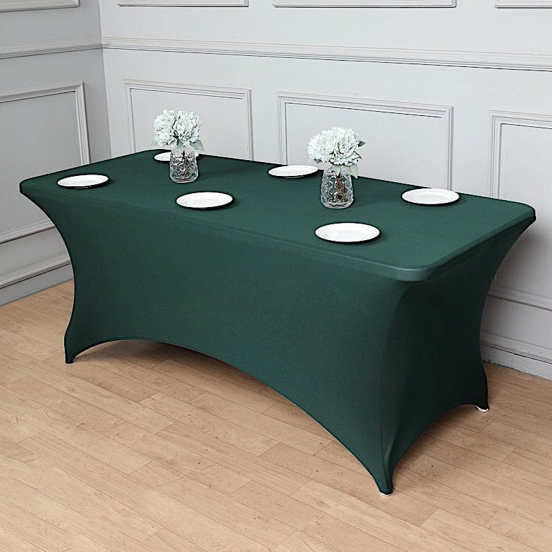 6 ft Stretch Spandex Tablecloth - 72 x 30 Inches Rectangular Fitted Table Cover for Banquet, Wedding & Party Decorations