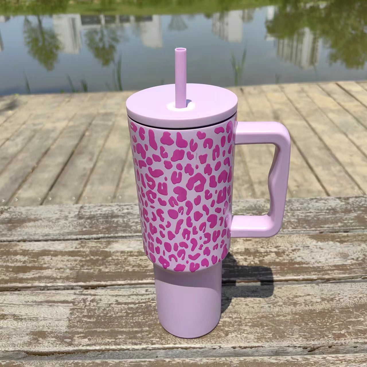 Leopard Print Tumbler Cups - 20oz Insulated Stainless Steel Water Bottle with Lid & Straw - Perfect for Hot & Cold Drinks, Office, Gym, Travel & Outdoor Activities