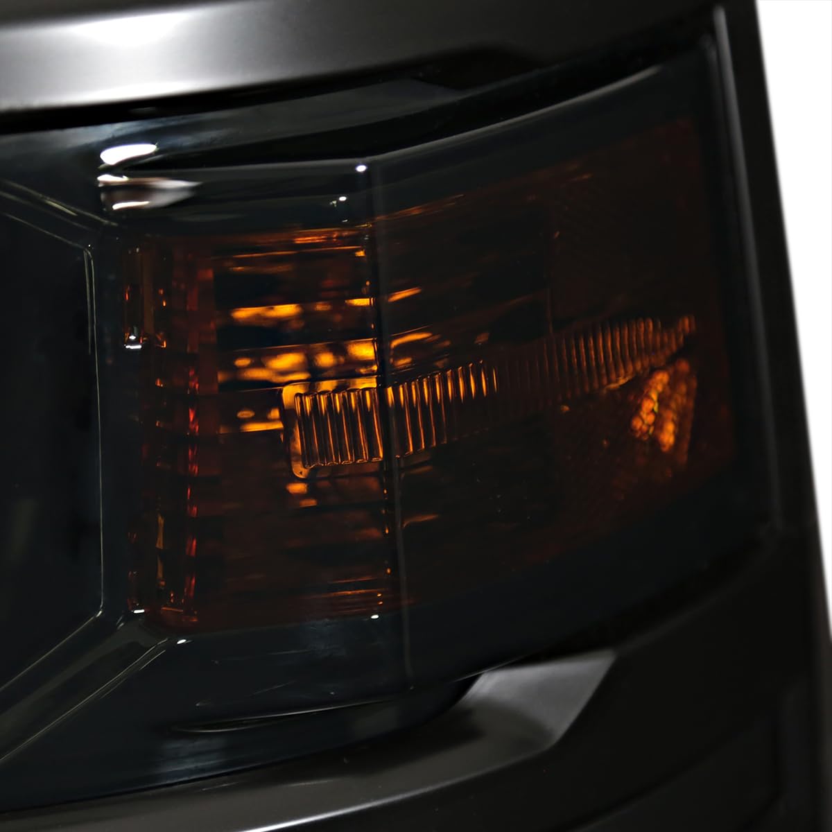 Spec-D Tuning Smoke Headlights with Black Trim for 2014-2015 Chevy Silverado 1500 - Left & Right Pair Headlight Assembly - Upgrade Your Truck's Style & Night Visibility (Perfect for Off-Roading & Night Driving)