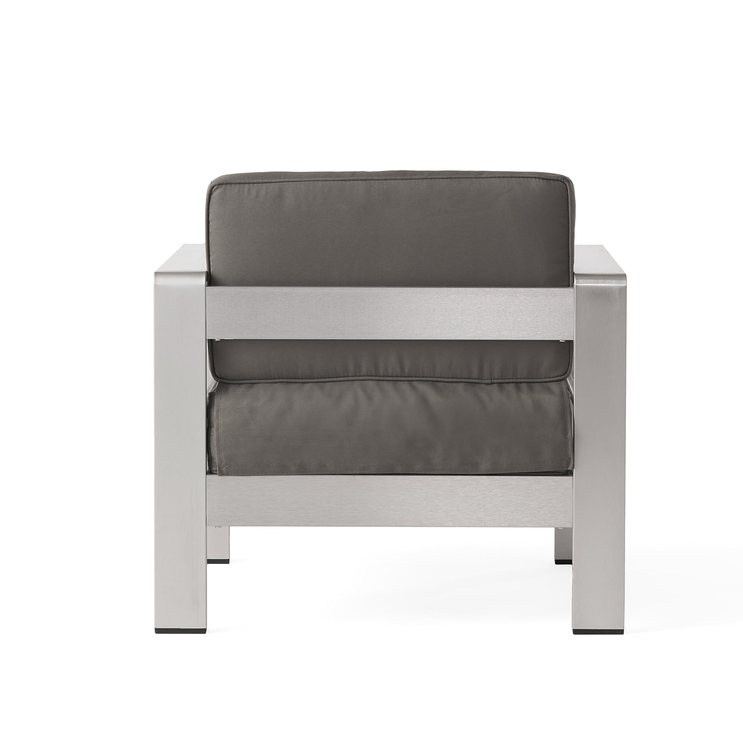 Christopher Knight Home Nicole Outdoor 7-Piece Patio Sofa Set with Coffee Table in Silver & Khaki - Perfect for Backyard, Garden, and Poolside Relaxation
