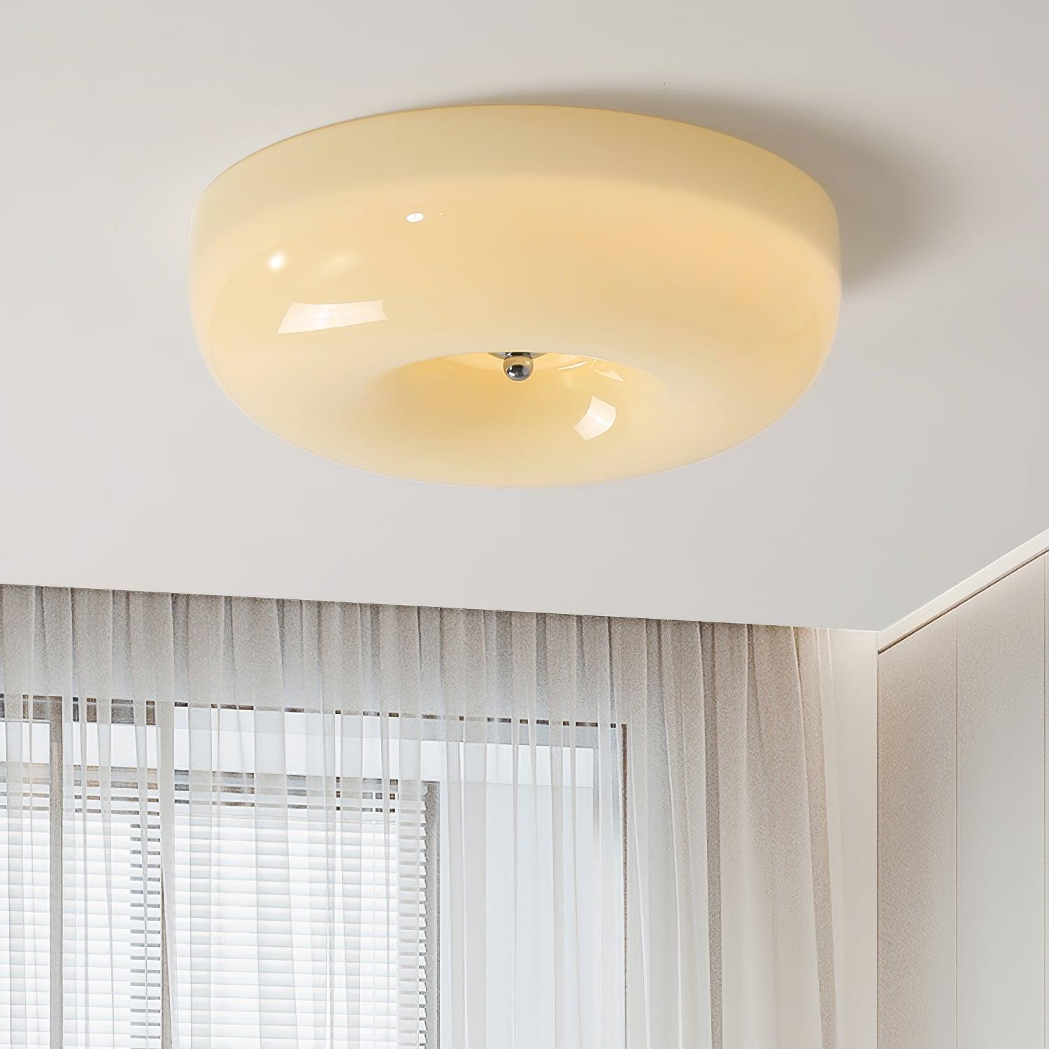 Cream Pudding Ceiling Light Fixture - Modern LED Flush Mount Lighting for Bedroom, Living Room & Kitchen - Soft Warm White Glow, Energy Efficient Home Decor