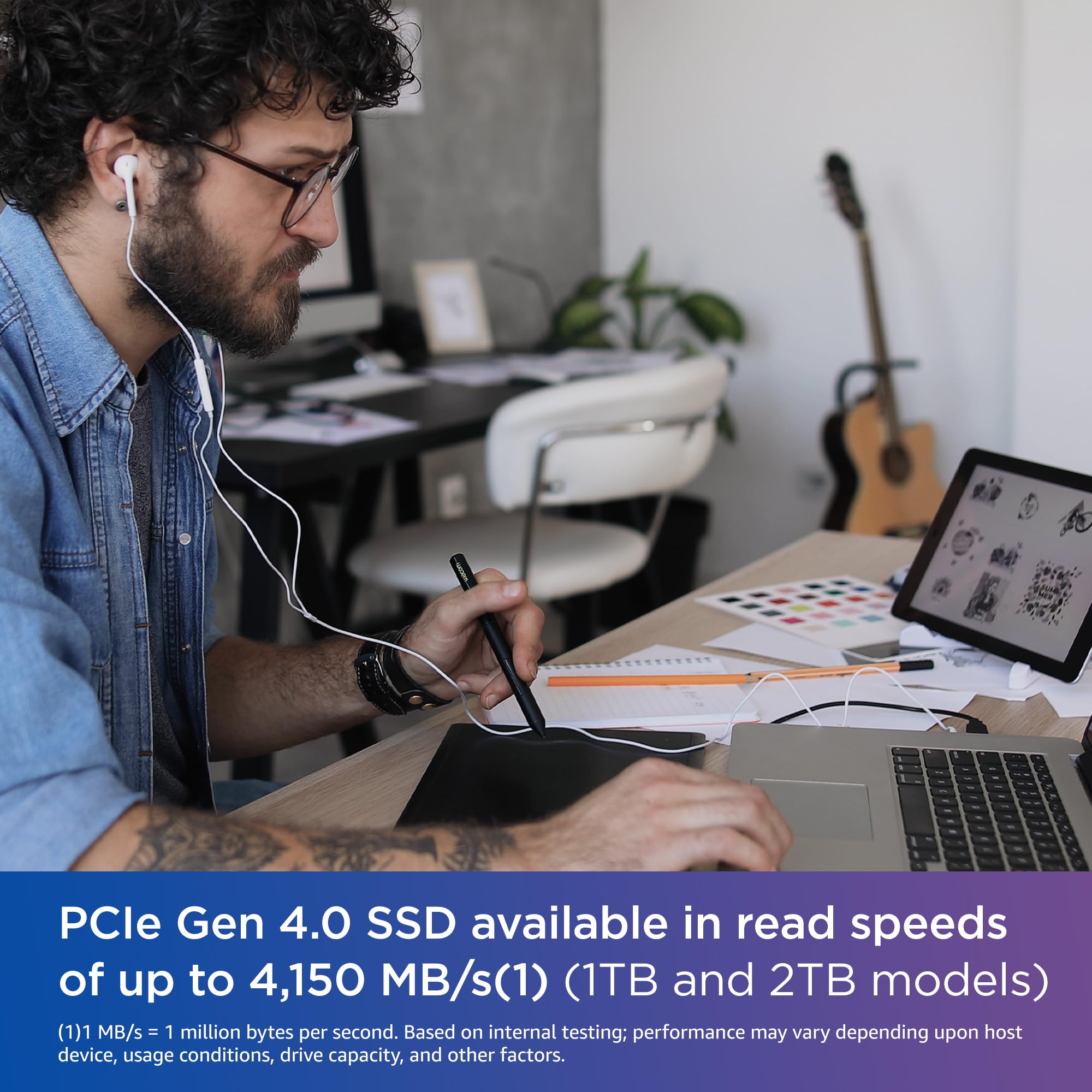 WD Blue SN580 2TB NVMe SSD - Gen4 PCIe M.2 2280 Internal Solid State Drive, Up to 4150MB/s Read Speed - Perfect for Gaming, Video Editing & PC Upgrades