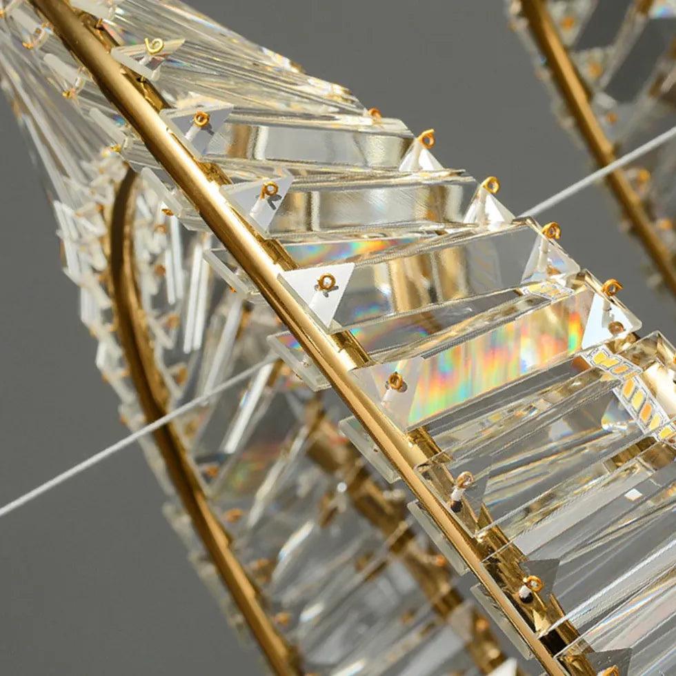 Modern Crystal Pendant Light - Wavy Round Ring Chandelier for Dining Room, Bedroom, or Living Room Ceiling Lighting Decor