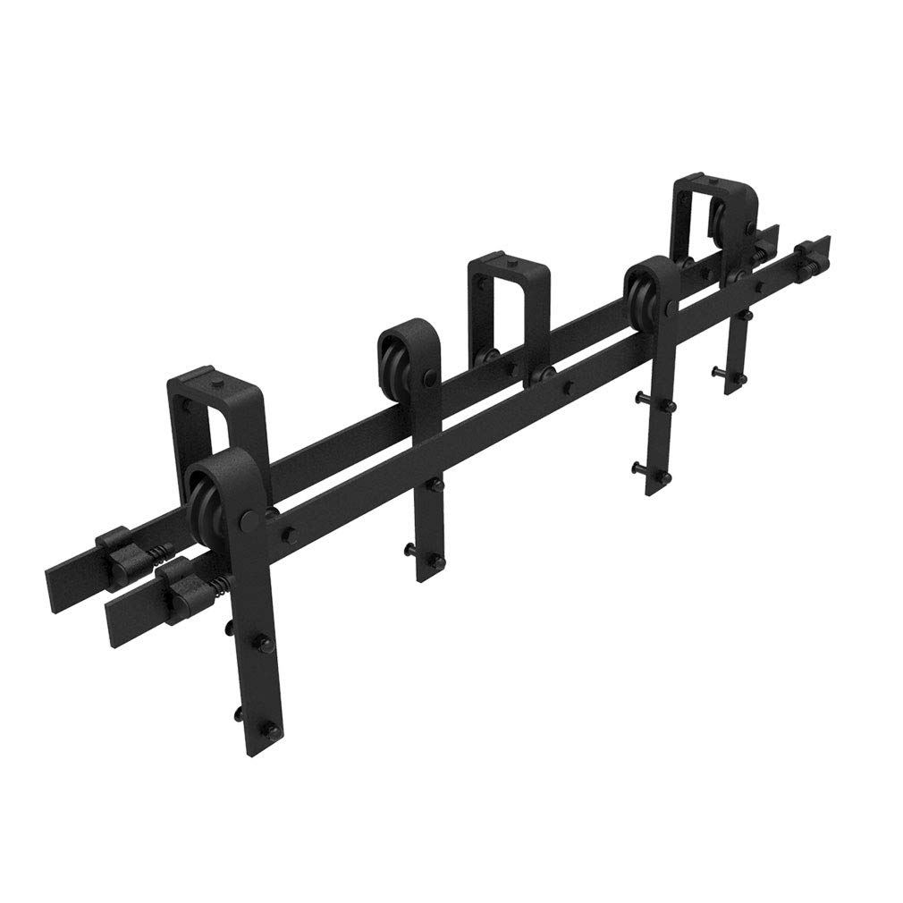 Heavy Duty 4ft Bypass Sliding Barn Door Hardware Kit - Low Ceiling Double Track for 24