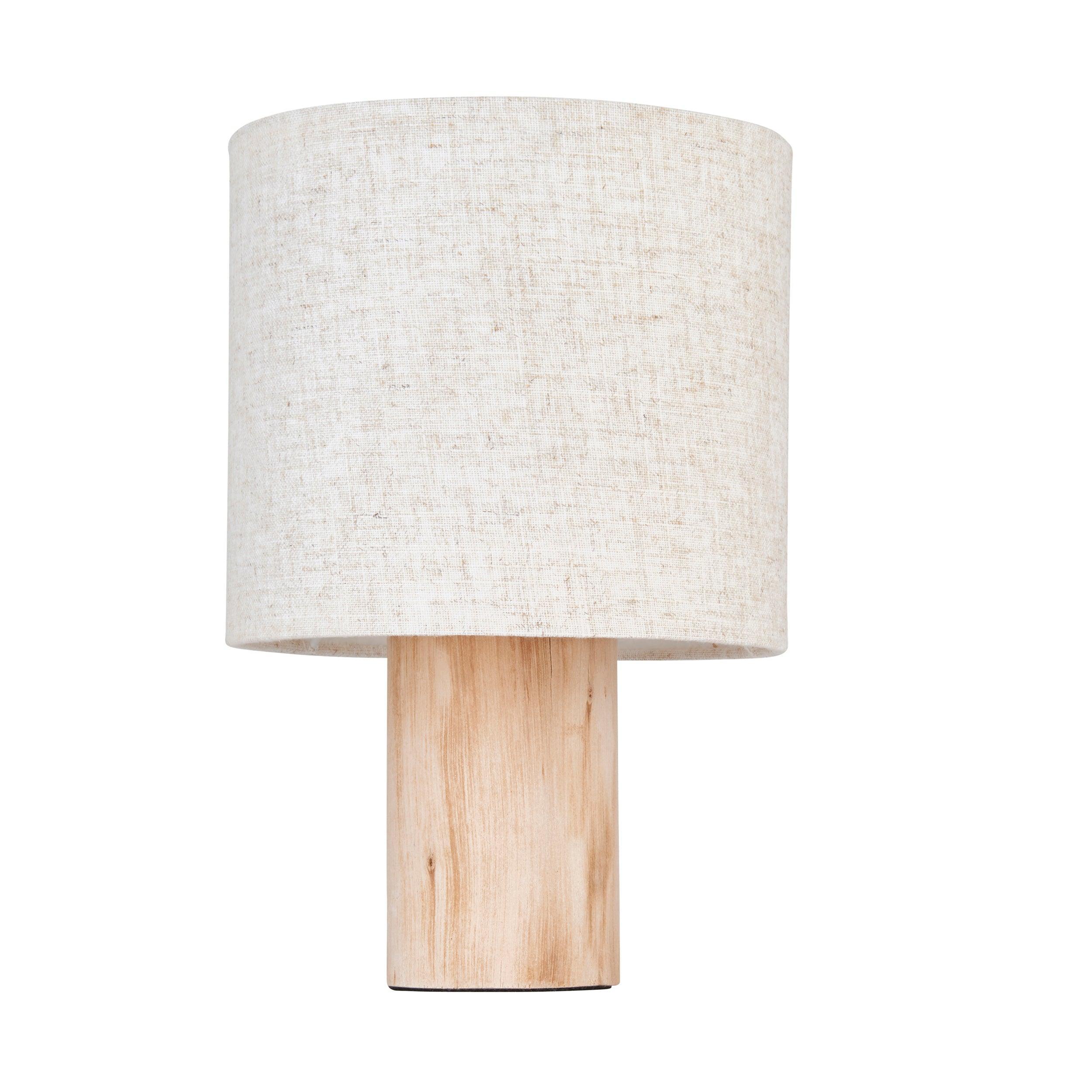 Durban 1 Light Wooden Base Table Lamp With Linen Shade - Modern Bedside & Living Room Lighting for Home Decor