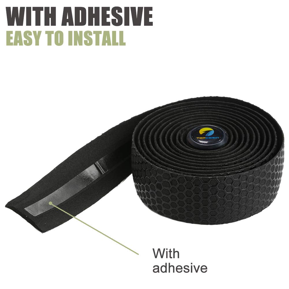Premium EVA Camouflage Bicycle Handlebar Tape - Comfortable Road Bike Bar Grip with Bar End Plugs (2 Rolls, Grid Black) | Ideal for Road Cycling, Mountain Biking & Commuting