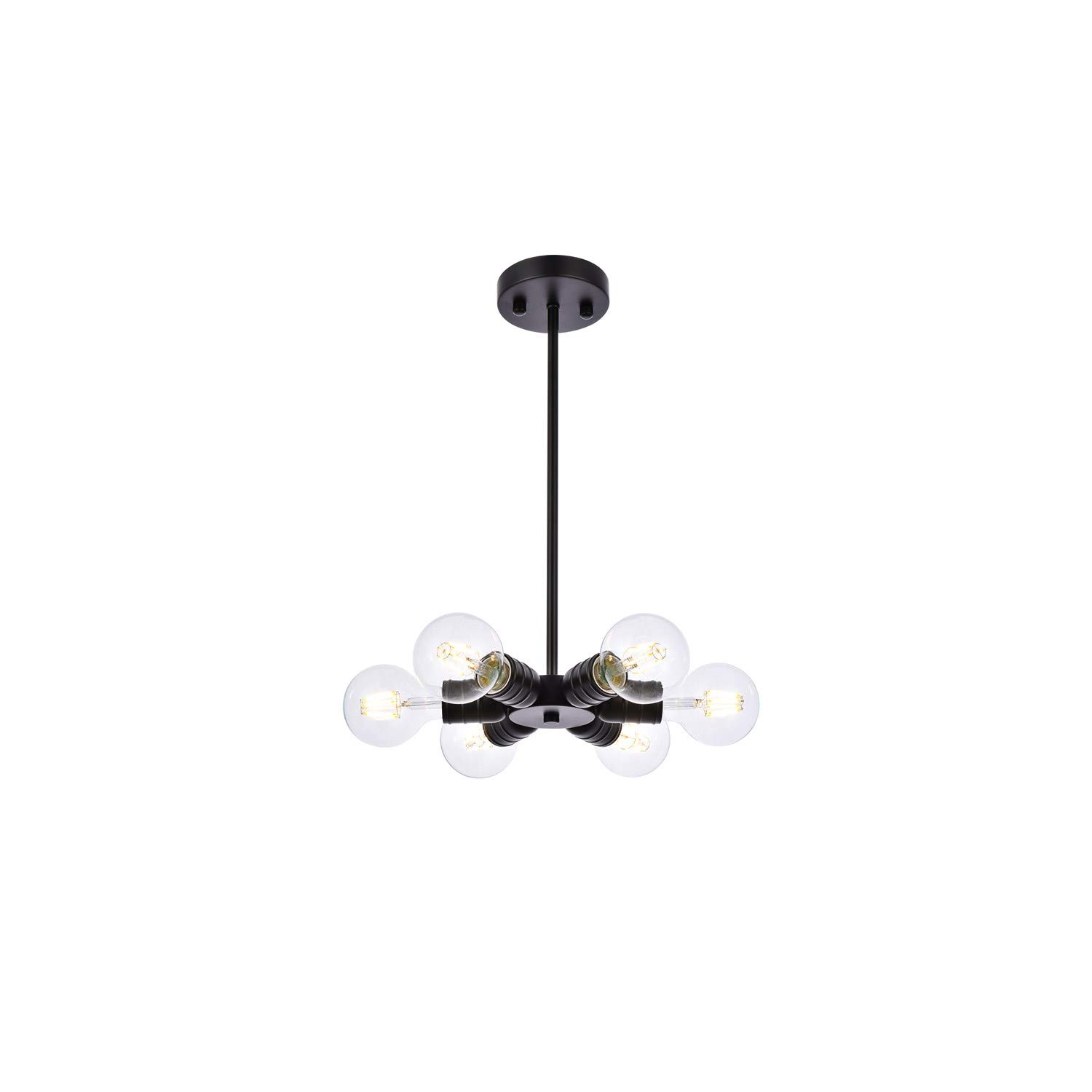 Reyes 6-Light Black Modern Pendant Lighting Fixture - Perfect for Dining Room, Kitchen Island, or Entryway Decor