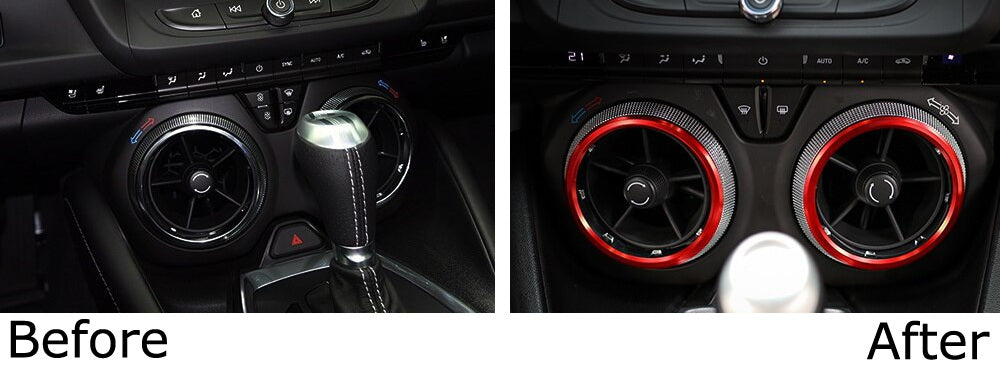 4-Piece Red AC Vent Outer Ring Trim Set for 2016+ Chevy Camaro - Stylish Interior Upgrade for Car Enthusiasts & Customization Lovers