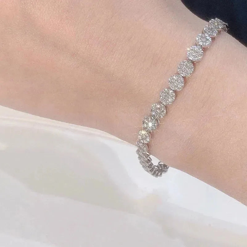 18K White Gold 4.80ct Round Diamond Bracelet for Women | Luxury Wedding & Engagement Jewelry | Perfect for Anniversary, Party & Special Occasions