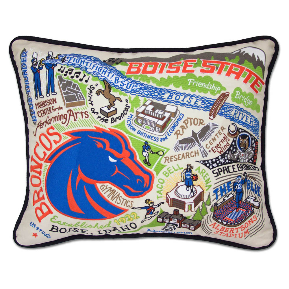 Boise State Broncos Embroidered Throw Pillow Cover - College Dorm Decor, Game Day Home Accessories, BSU Fan Gifts for Bedroom, Couch, and Office