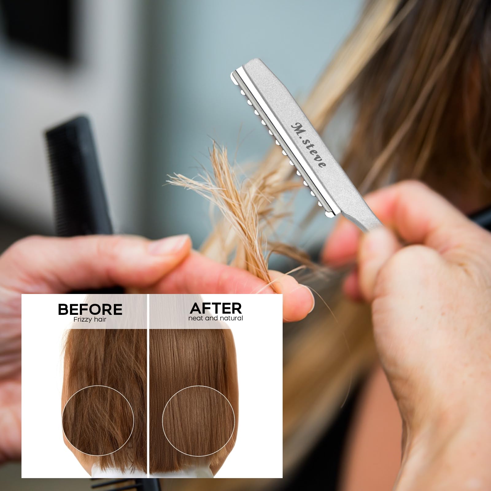 Professional Hair Cutting Razor with Stainless Steel Blades - 11PCS Salon & Home Styling Kit for Precise Haircuts, Trimming & Styling - Perfect for Barbers, Hairstylists & DIY Home Haircuts