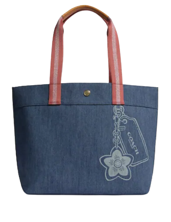 Coach Denim Tote Bag for Women | Stylish Designer Handbag for Work, Travel & Everyday Use | Premium Blue Denim Shoulder Bag
