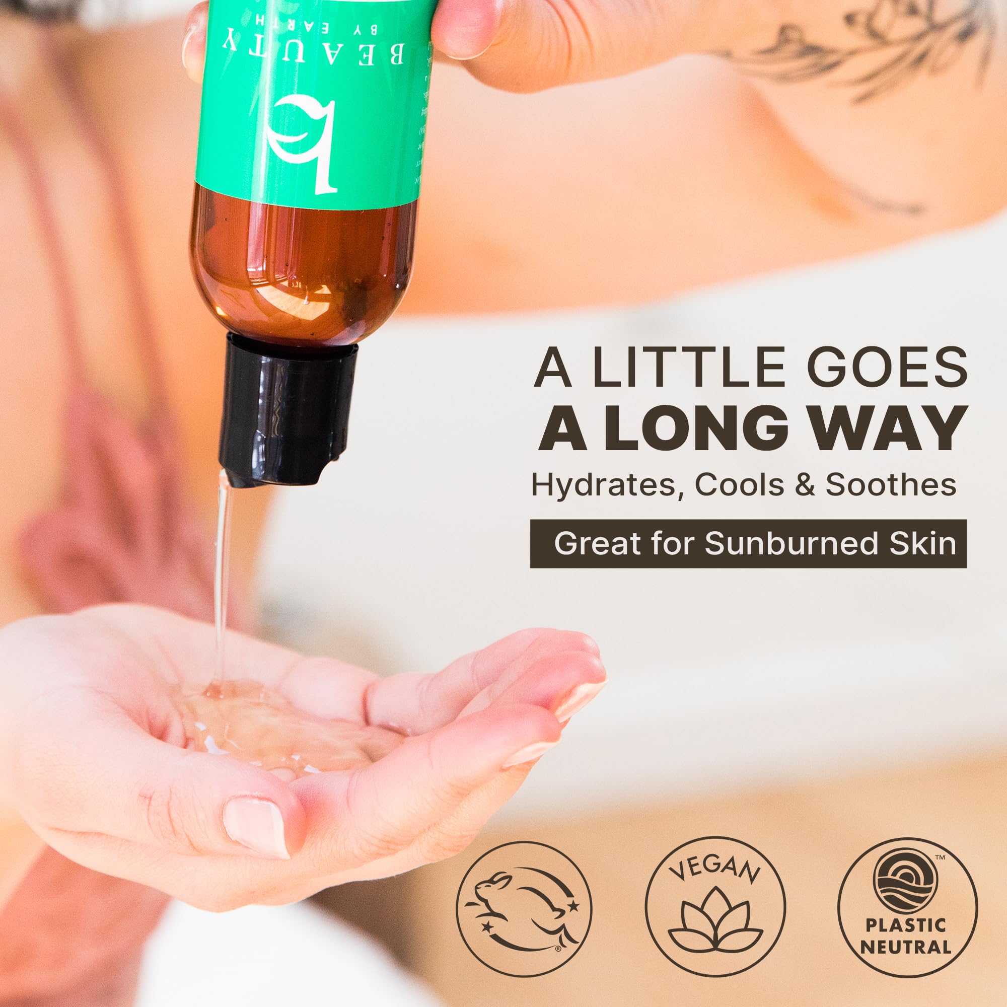 Organic Aloe Vera Gel for Face, Hair & Skin - USA Made with Natural Ingredients, Vitamin C & E - Soothing & Cooling for Sunburn Relief, After Sun Care, Face Masks & Daily Hydration