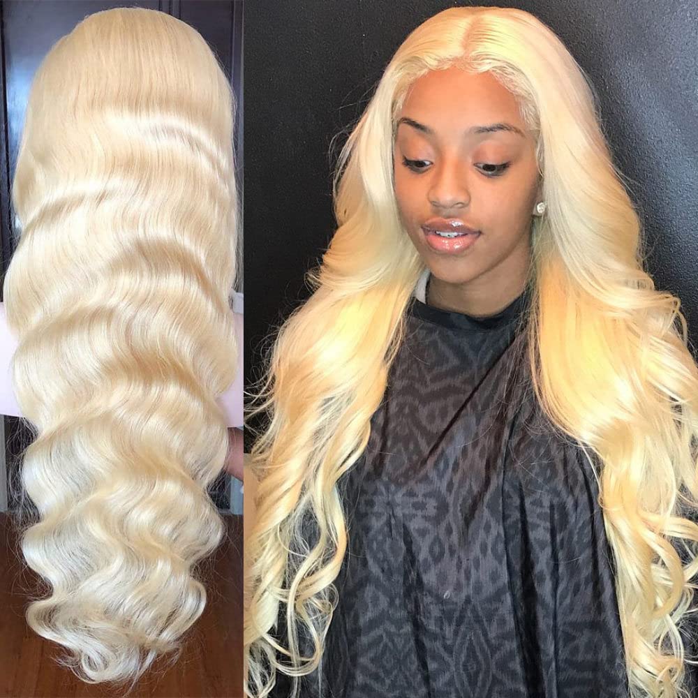 MMED Blonde 613 Body Wave Lace Front Human Hair Wig for Women - 30 Inch & 18 Inch Options - Perfect for Cosplay, Daily Wear & Special Occasions