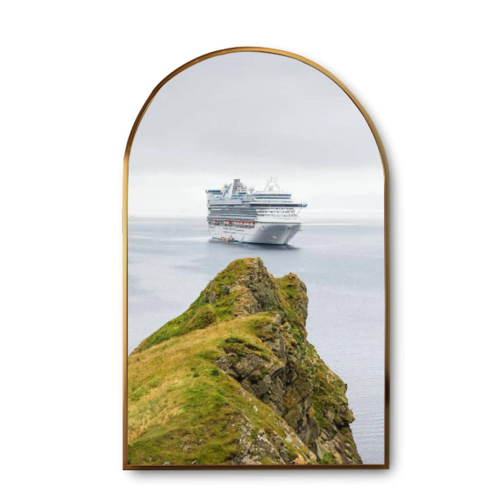 Golden Framed Canvas Wall Art - The View From The Knab Lerwick, Shetland Islands Scotland - Modern Giclee Print Painting for Home Decor - Ready to Hang - Perfect for Living Room, Bedroom & Office Wall Art