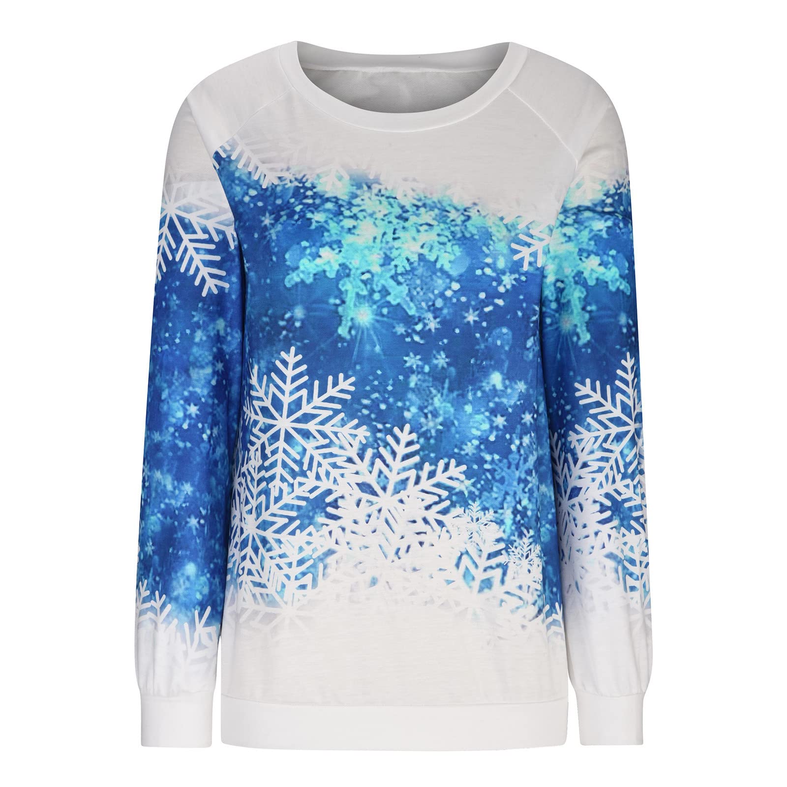 Women's Casual Printed Round Neck Long Sleeve Loose T-Shirt - Autumn Pullover Blouse & Christmas Jumper with Reindeer Santa Graphic - UK Size - Perfect for Holiday Parties & Cozy Winter Outfits