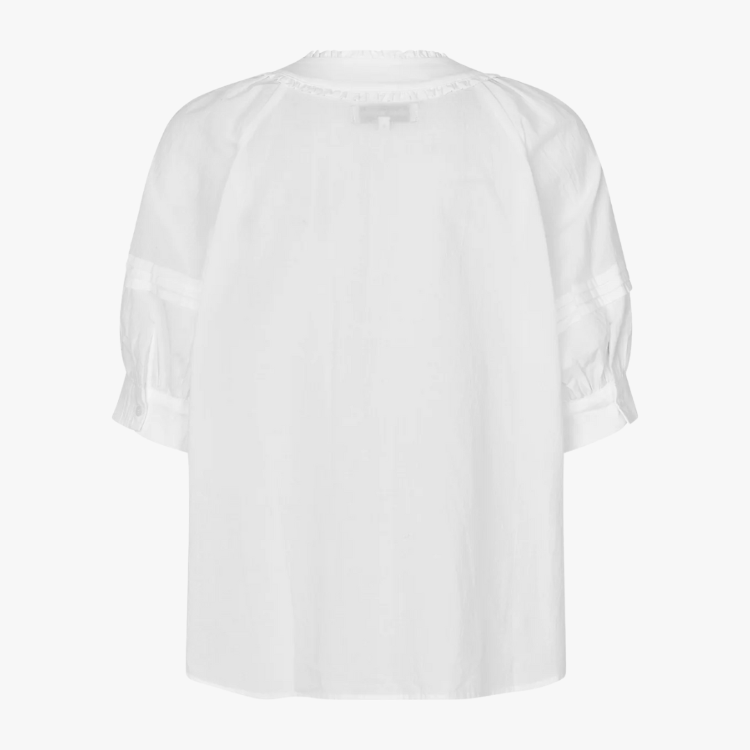 AlviLL Women's 3/4 Sleeve Blouse - Soft Cotton White Tops for Casual Wear & Office Outfits