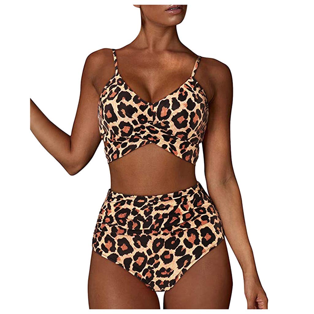 FZAI Women's High Waisted Two Piece Swimwear - Tummy Control Tankini Top & Bikini Bottom - Sexy Bathing Suit for Beach, Pool & Vacation