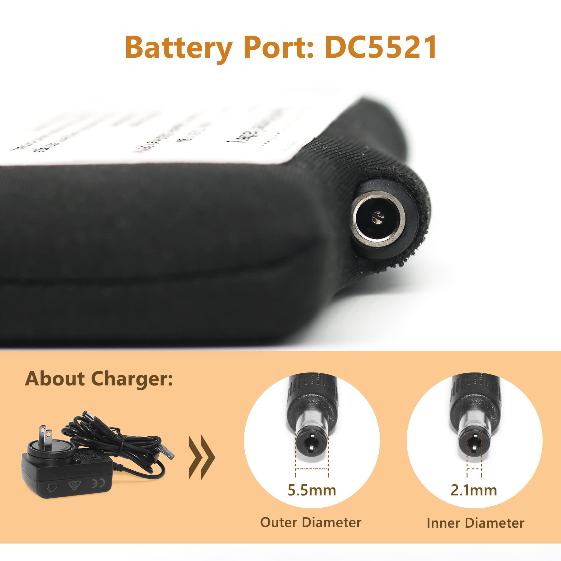 5000mAh 12V Heated Jacket Battery for Milwaukee M12 - High Capacity Li-Polymer Replacement Battery Pack Compatible with Milwaukee Prosmart, Dewalt, Revean Heated Vests & Hoodies (Includes 12V Charger) - Perfect for Winter Outdoor Work, Construction, Hunting & Cold Weather Activities