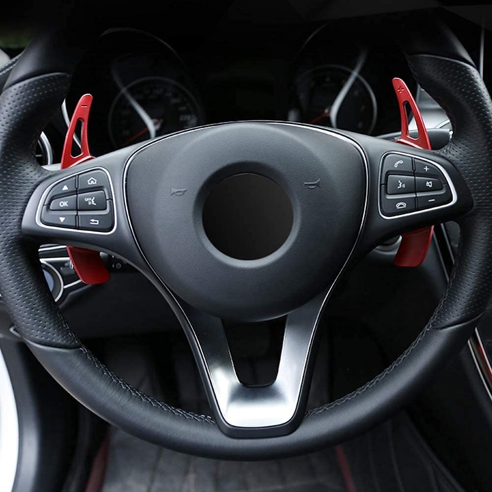 KIMISS 2pcs Aluminum Alloy Car Steering Wheel Shift Paddle Extensions - Compatible with Audi A3/A4L (2013-2016), A5 (2012-2016) - Bright Red Racing Accessories for Enhanced Driving Performance & Sporty Look