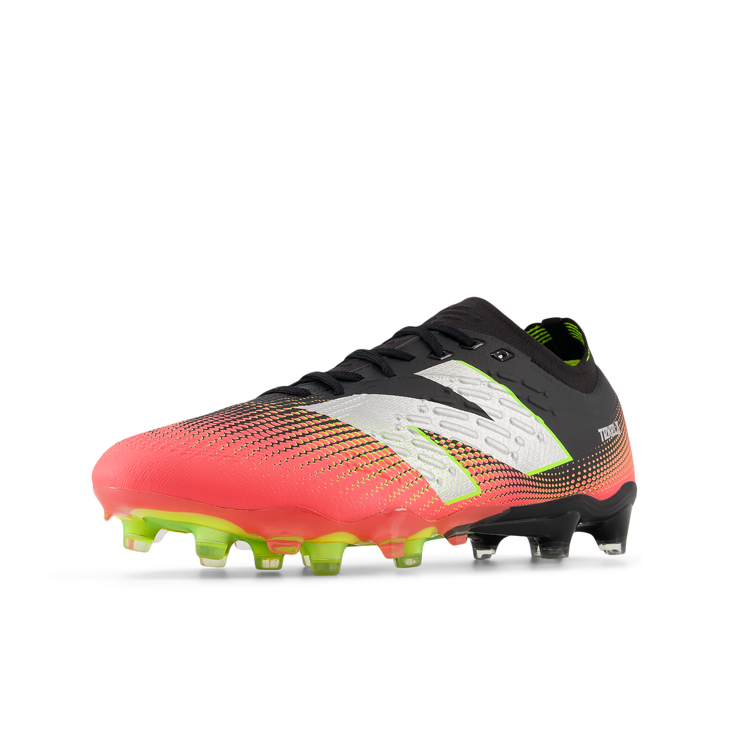 New Balance Tekela Pro Low Laced V4+ FG Soccer Cleats for Men - Black/Neo Flame/Clementine - Lightweight Football Shoes for Artificial Grass - Perfect for Training & Matches