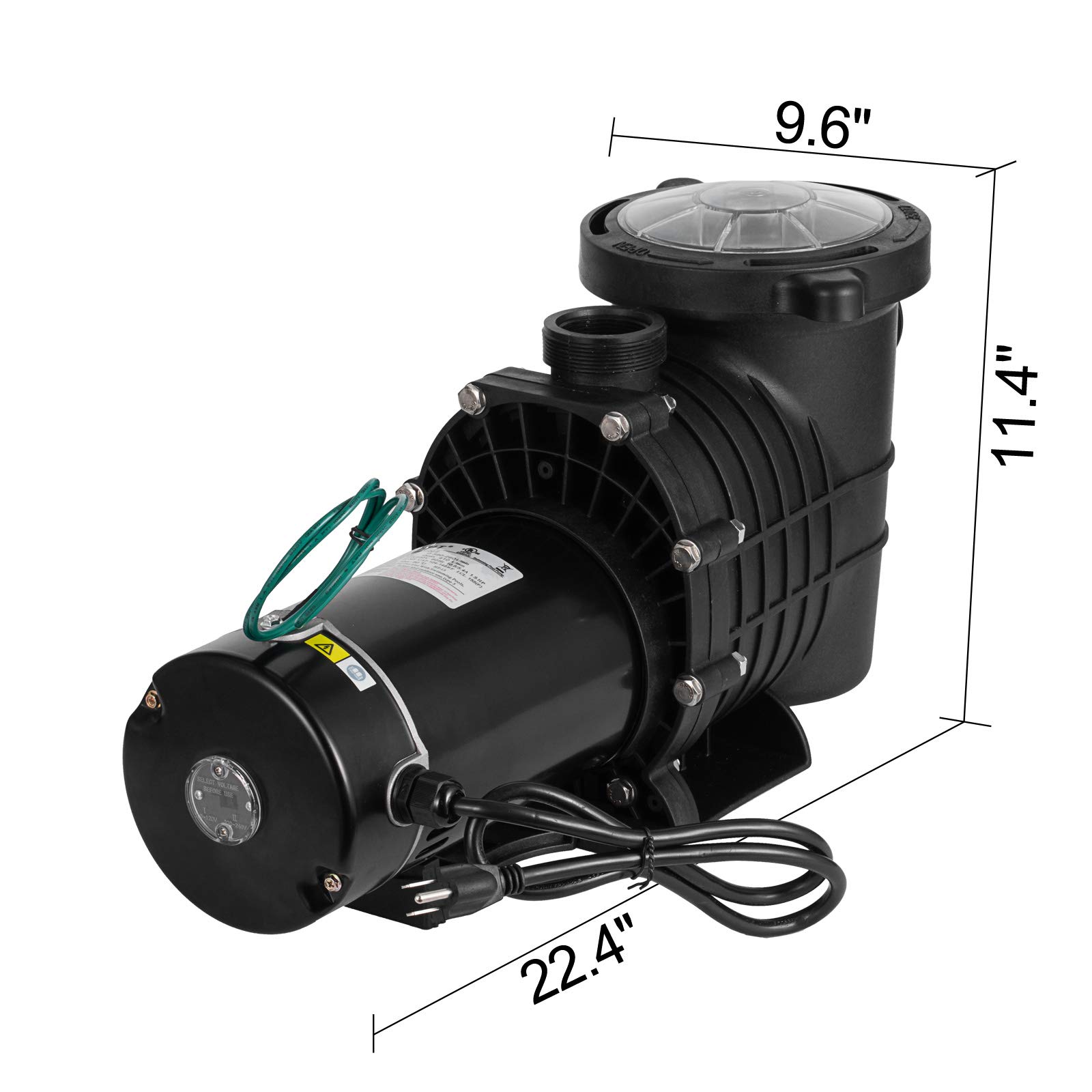 2HP Inground Pool Pump - Dual Voltage 110V/220V High Flow Swimming Pool Pump (6840 GPH) - Self Priming Above Ground Pool Pumps 1500W with Strainer Basket, Drain Plug & 6 Connectors - Perfect for Residential & Commercial Pool Maintenance, Water Circulation & Filtration Systems