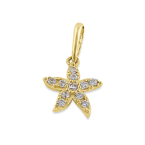 14K Solid Yellow Gold Starfish Pendant with Cubic Zirconia - Perfect for Beach Vacations, Summer Outfits & Gift Giving